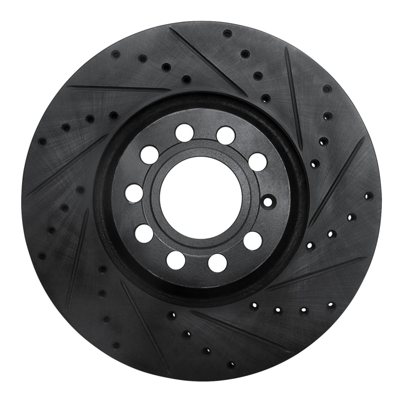 Audi A4 Quattro Brake Rotor (1) - Front Right - R1 Concepts - Drilled & Slotted - Black - `97-`06